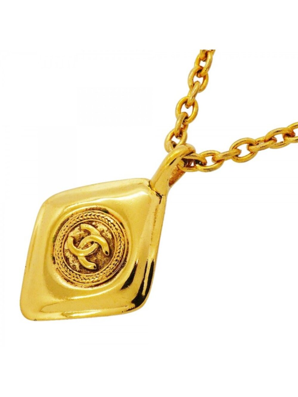 Chanel Necklace Vintage CC Logo Diamond Gold Plated